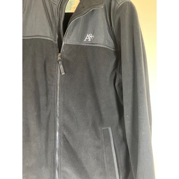 Aeropostale Men's Fleece Jacket Full Zip Mock Neck A87 Logo Black Casual Coat - Picture 7 of 8